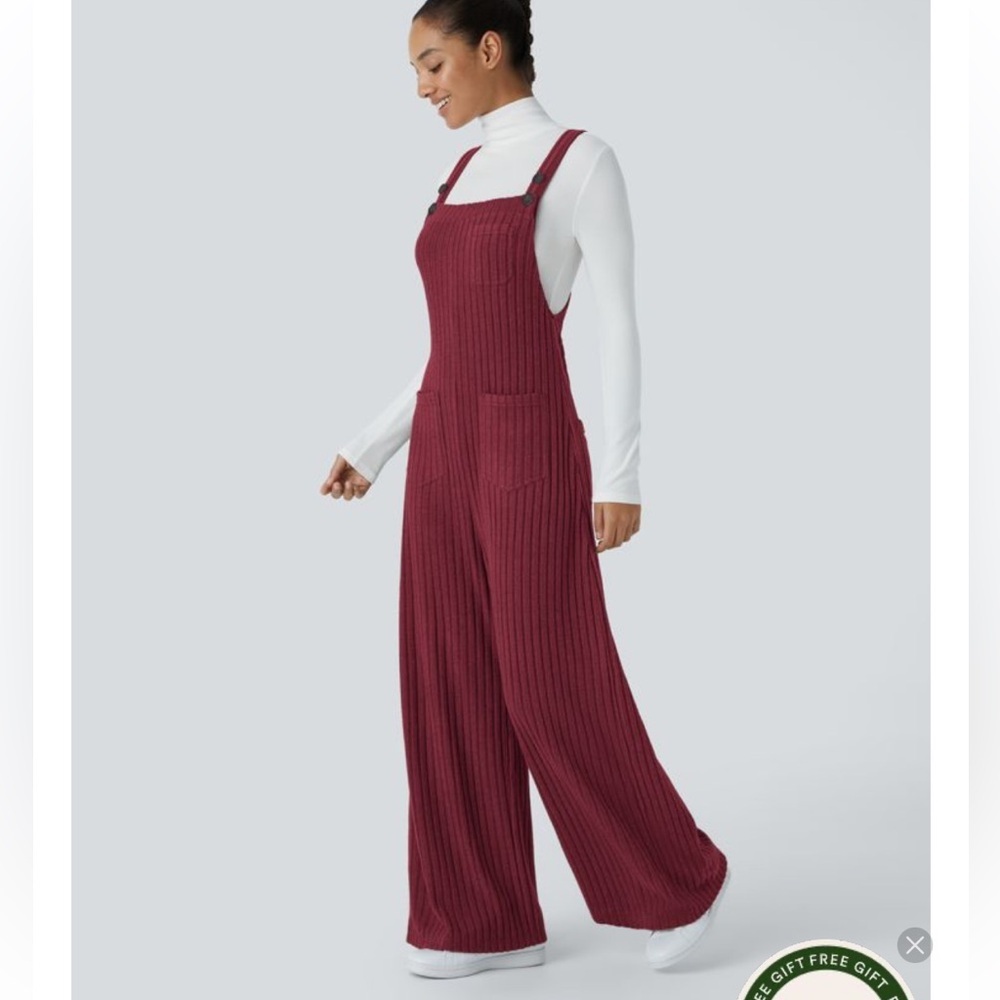 Women's Ribbed Knit
Adjustable Strap Button jumper new
